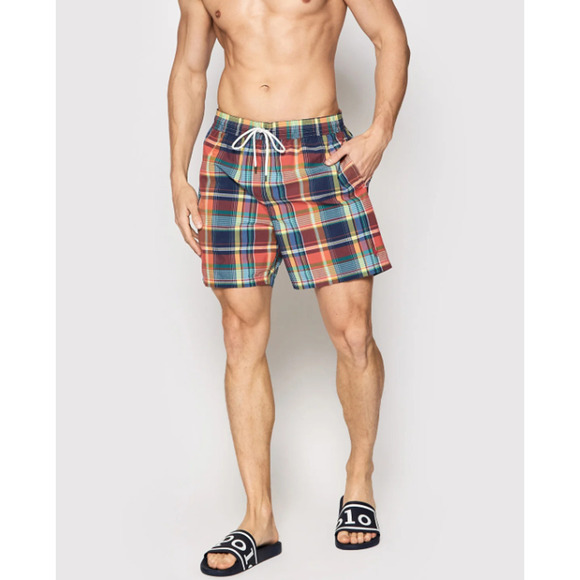 Polo Ralph Lauren Multicolor Swimwear Plaid Drawstring Men's Swim Shorts Size L